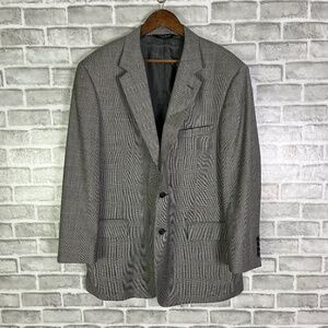 Jos A Bank Signature Black & White Glencheck Blazer Suit Jacket Mens 46R Wool